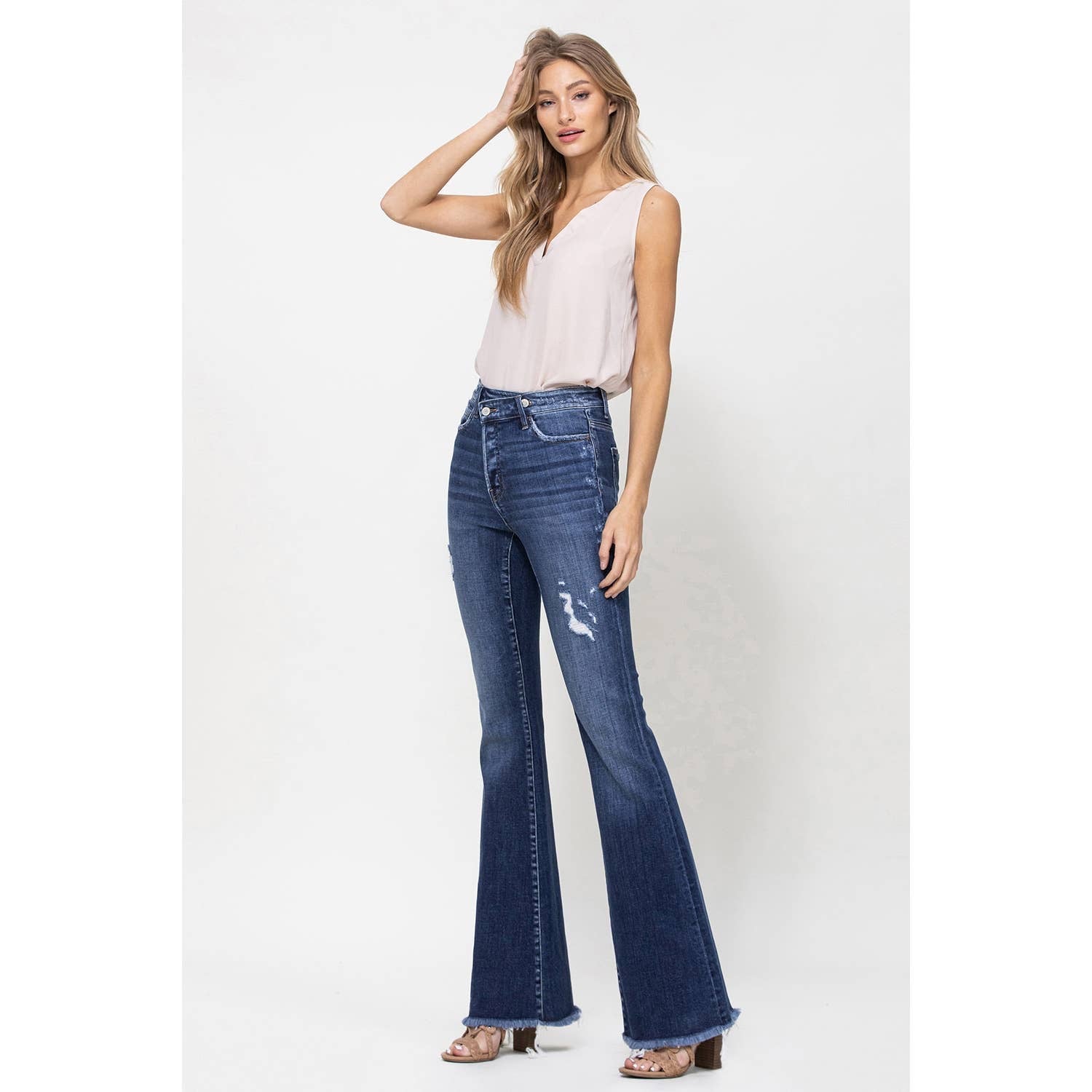 Harmony Asymmetric Waistband Flare Jeans - Wild Luxe Boutique