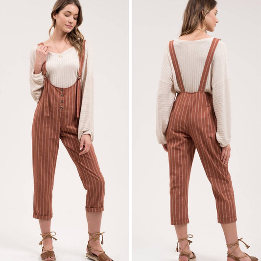 Cinnamon Pinstriped Jumpsuit - Wild Luxe Boutique