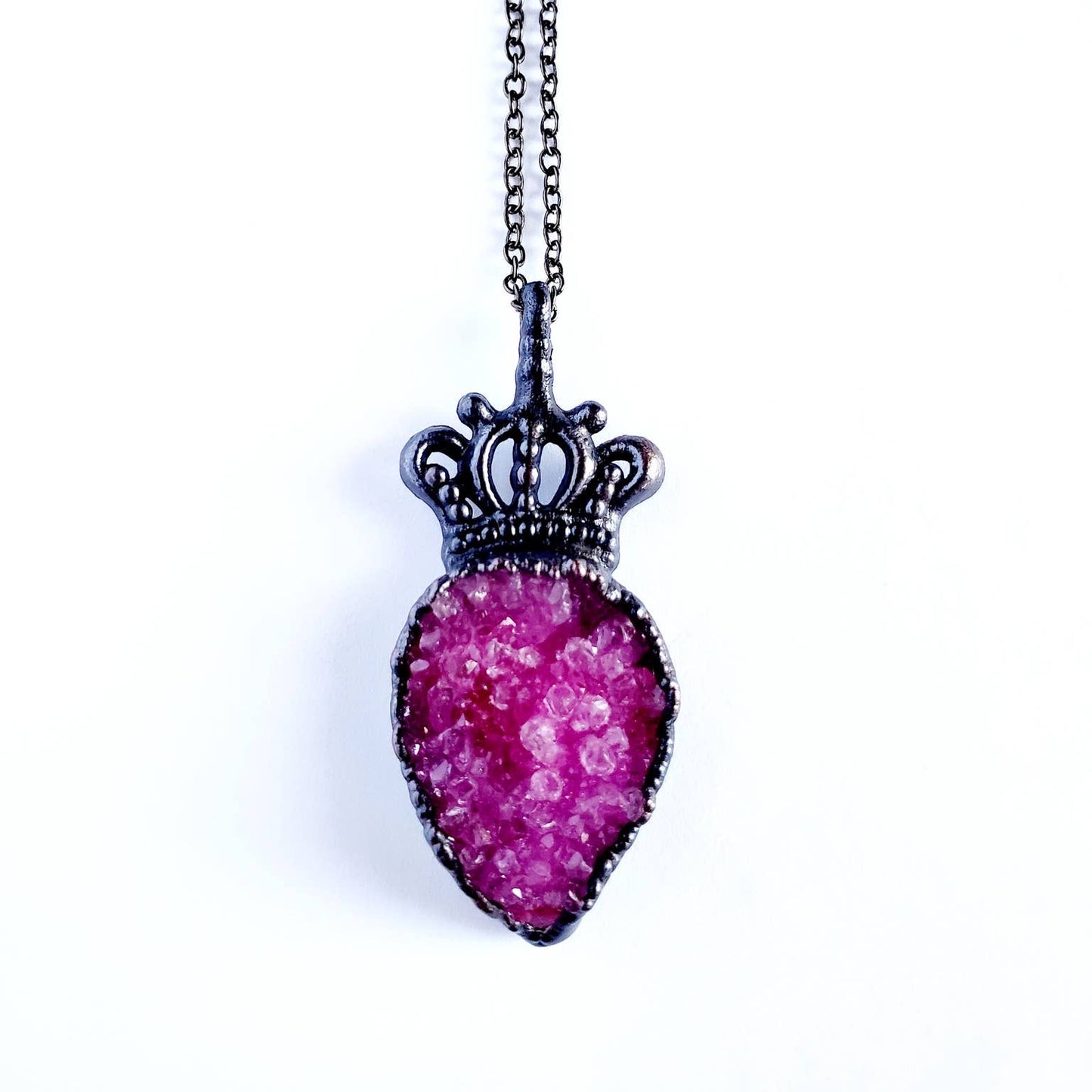 Pink Druzy Crown Necklace - Wild Luxe Boutique