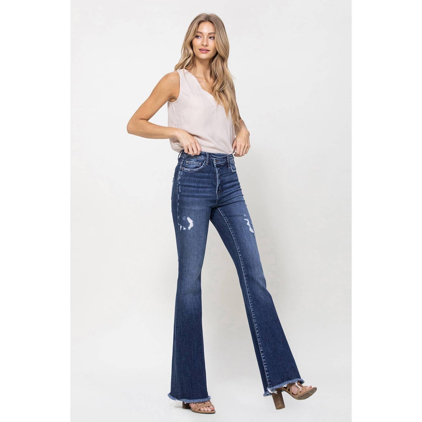 Harmony Asymmetric Waistband Flare Jeans - Wild Luxe Boutique