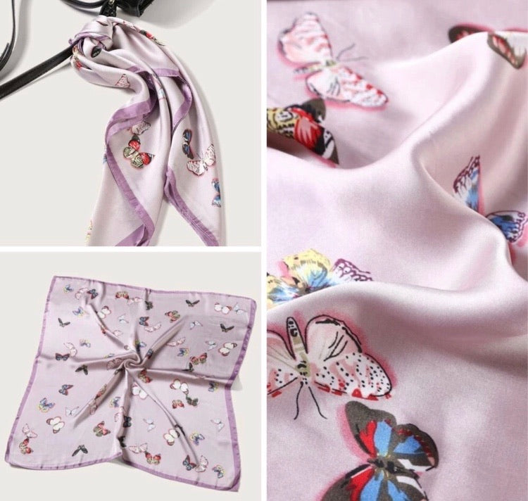 Purple Butterfly Print Square Scarf - Wild Luxe Boutique
