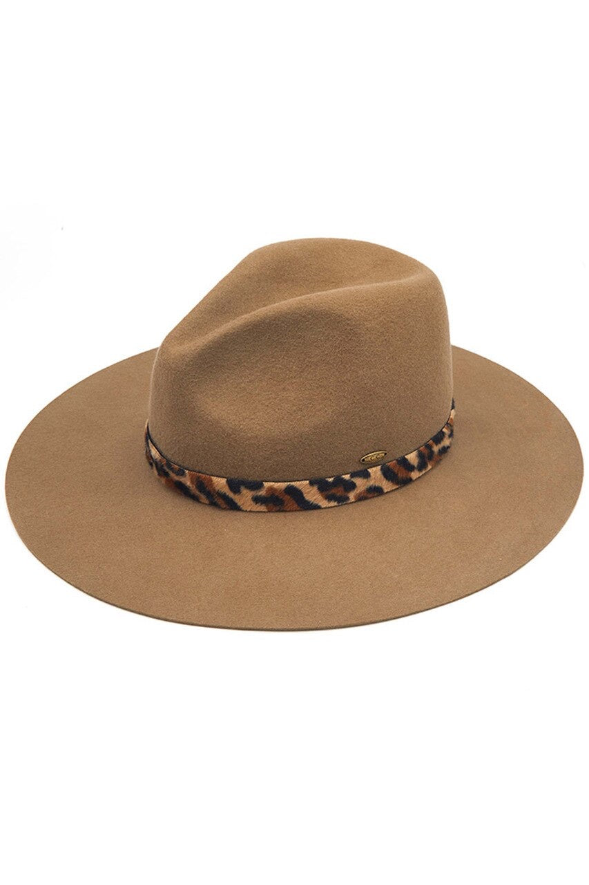 Taupe Australian Wool Felt Wide Brim Hat - Wild Luxe Boutique
