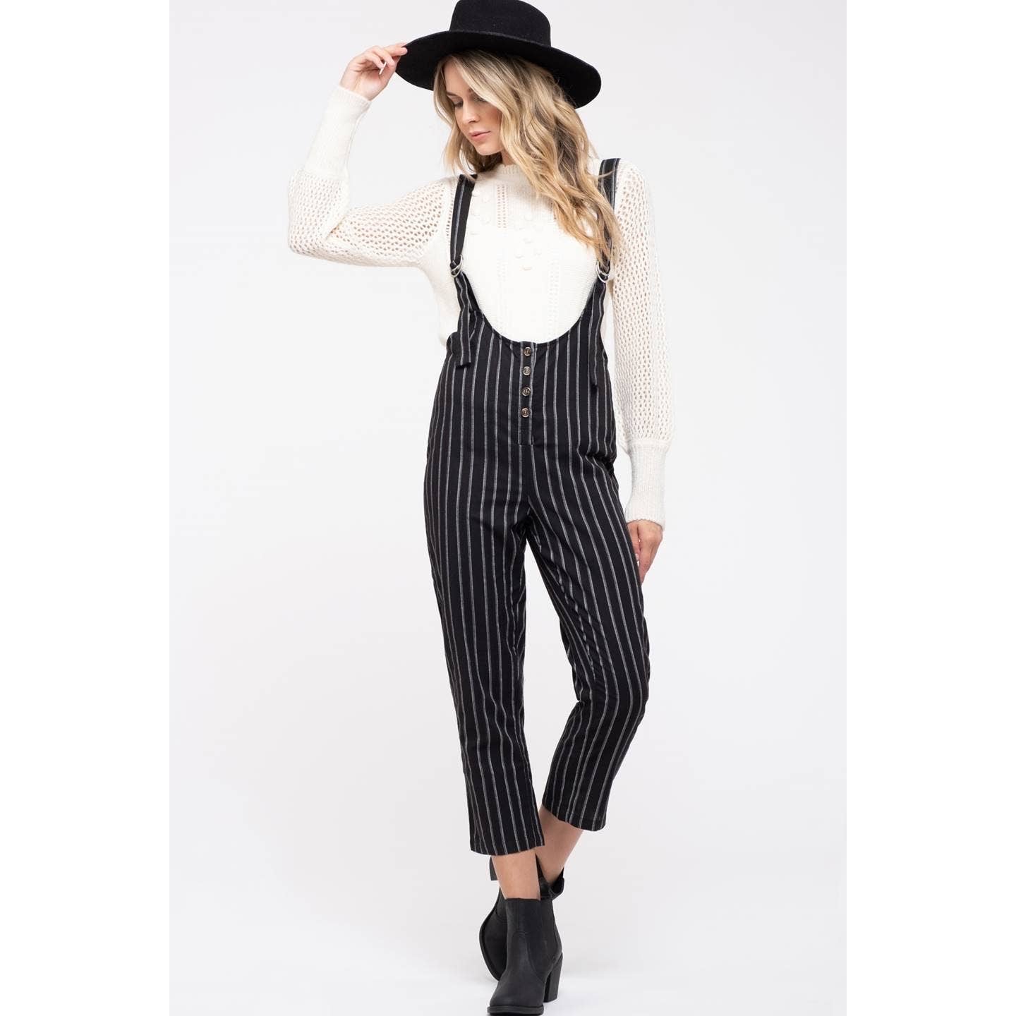 Black Pinstriped Jumpsuit - Wild Luxe Boutique