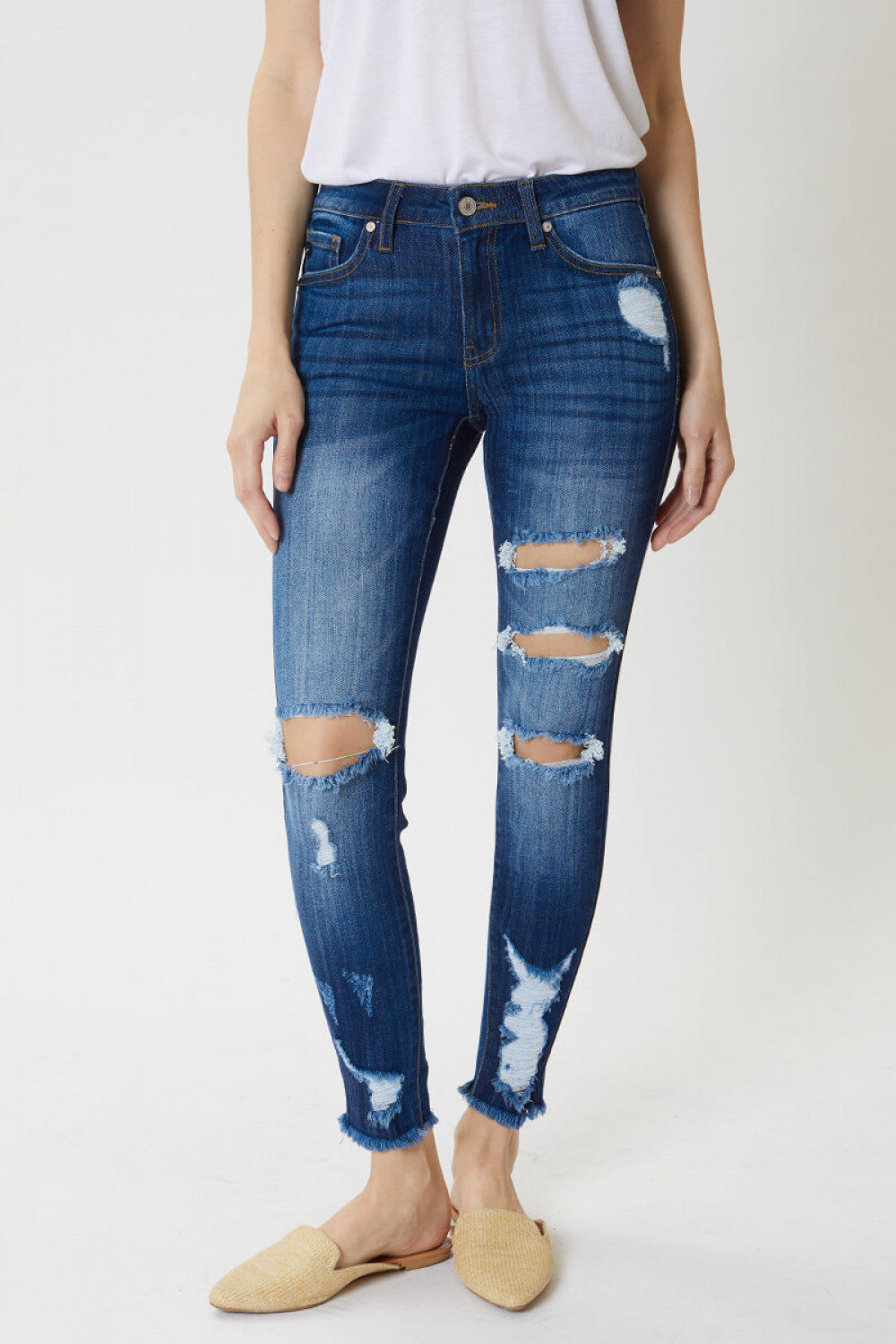 Emma Distressed Frayed Skinny Jeans - Wild Luxe Boutique