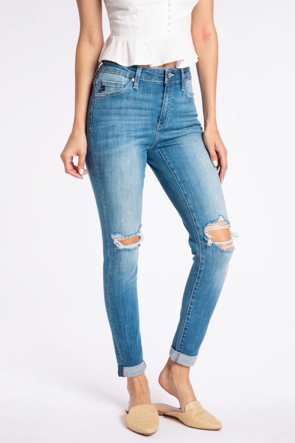Penelope Distressed Cuffed Skinny Jeans - Wild Luxe Boutique
