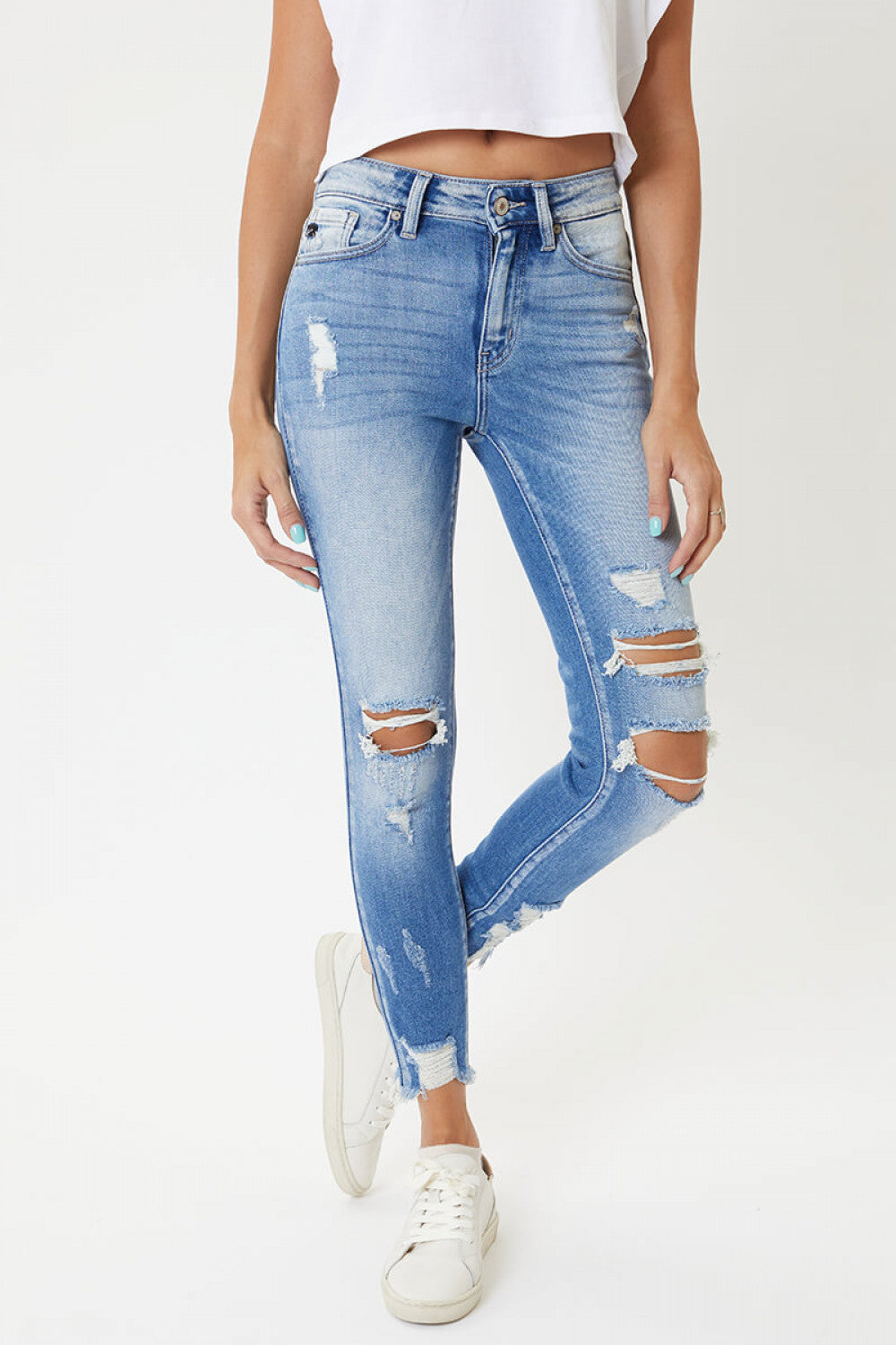 Hannah Distressed Frayed Skinny Jeans - Wild Luxe Boutique