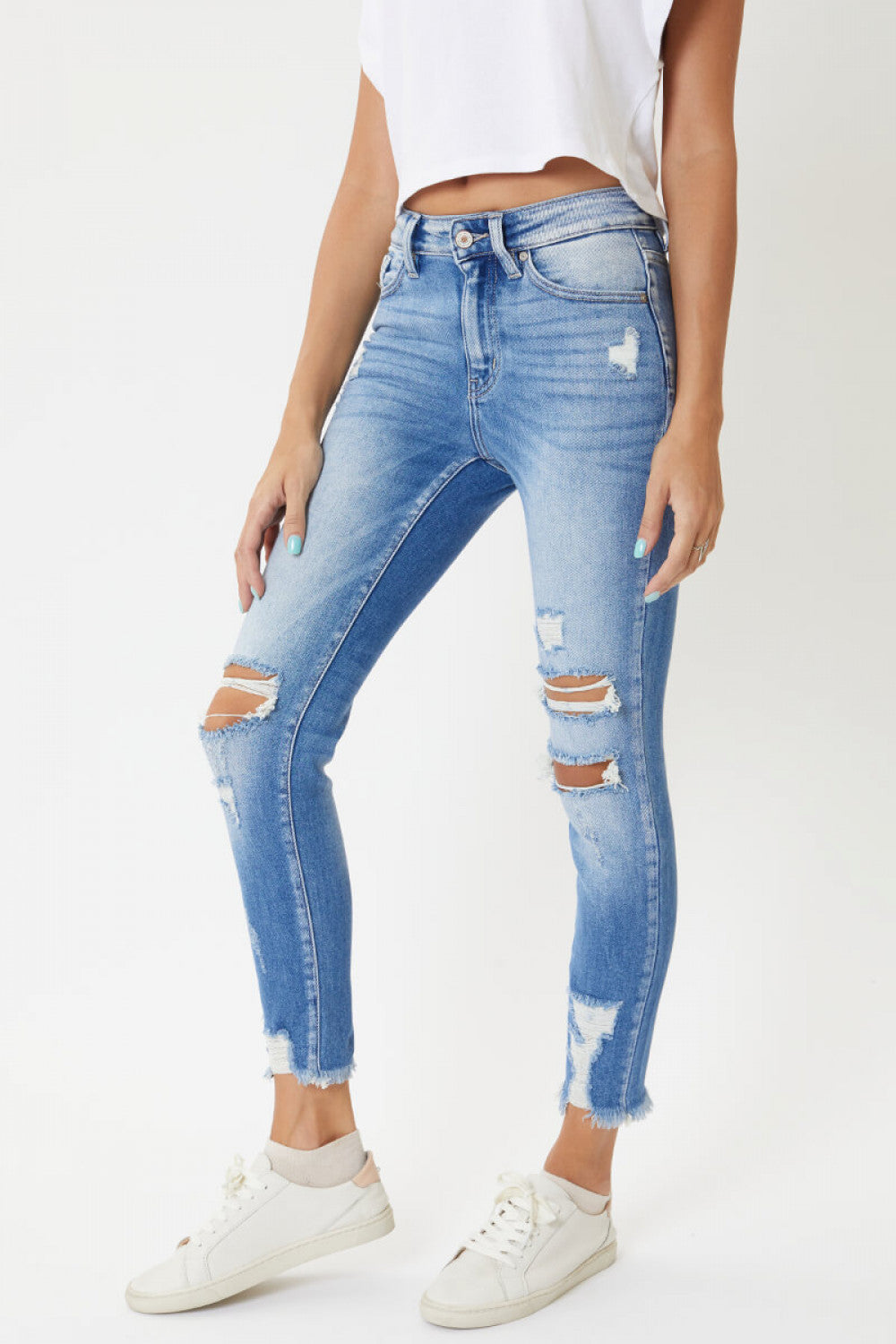 Hannah Distressed Frayed Skinny Jeans - Wild Luxe Boutique