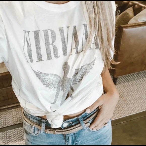 Nirvana White Vintage Graphic Tee - Wild Luxe Boutique