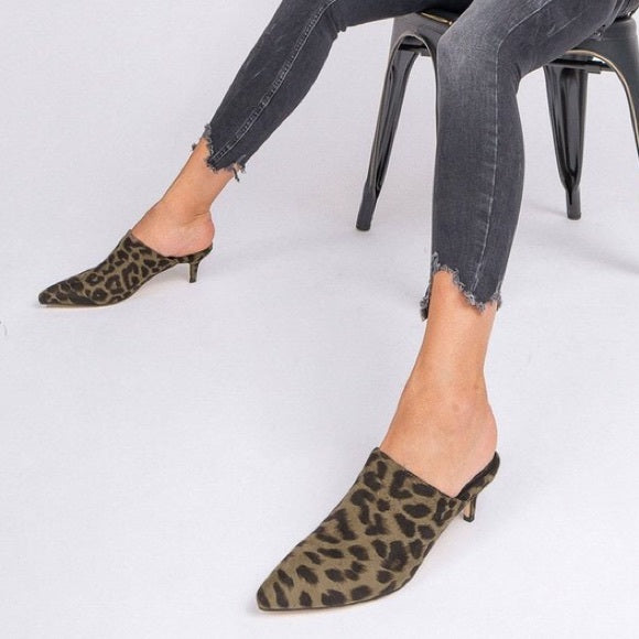 Olive Leopard Print Kitten Heels - Wild Luxe Boutique
