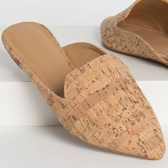 Natural Cork Flat Mules - Wild Luxe Boutique