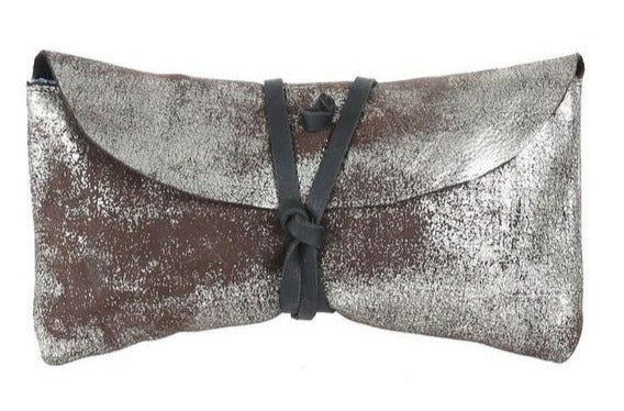 Silver Shimmer Leather Fold Wallet - Wild Luxe Boutique