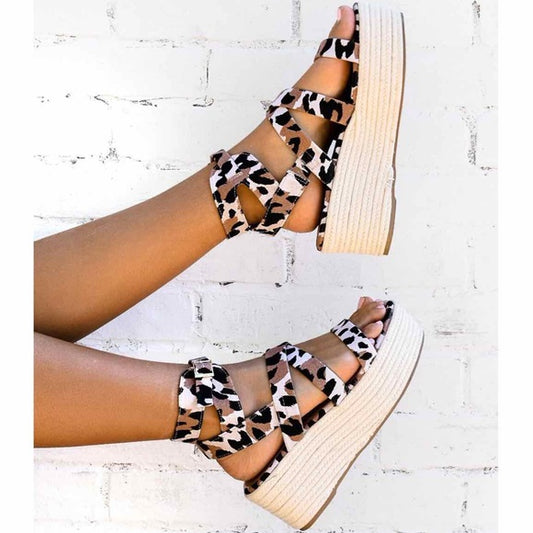 Toffee Leopard Espadrille Wedges - Wild Luxe Boutique