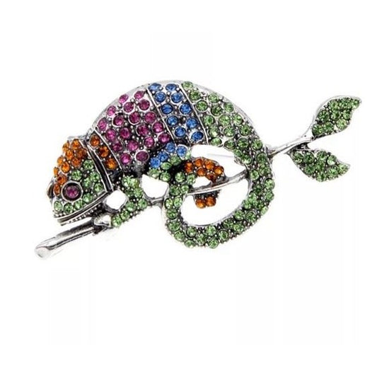 Rhinestone Chameleon Lizard Brooch Pin - Wild Luxe Boutique