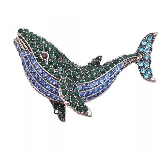 Rhinestone Whale Brooch Pin - Wild Luxe Boutique