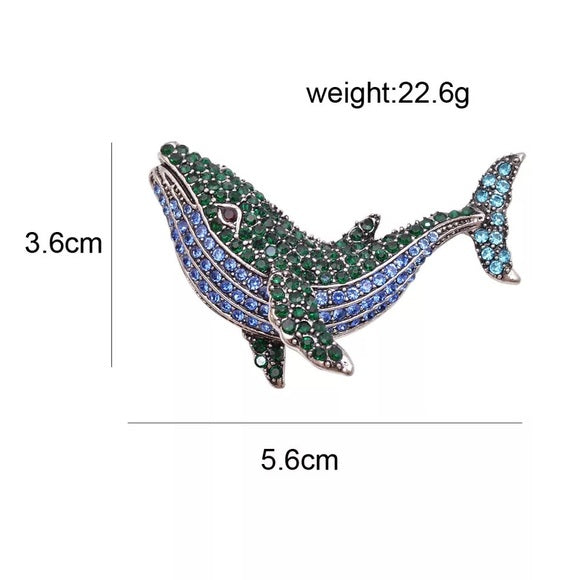 Rhinestone Whale Brooch Pin - Wild Luxe Boutique