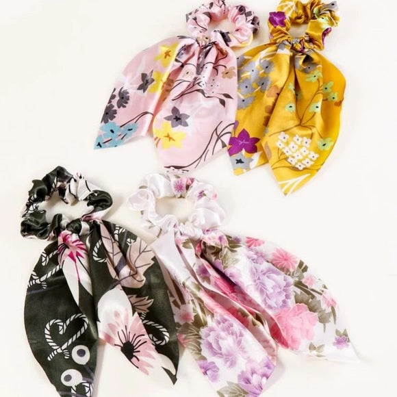 Floral Pattern Scrunchie Scarf - Wild Luxe Boutique