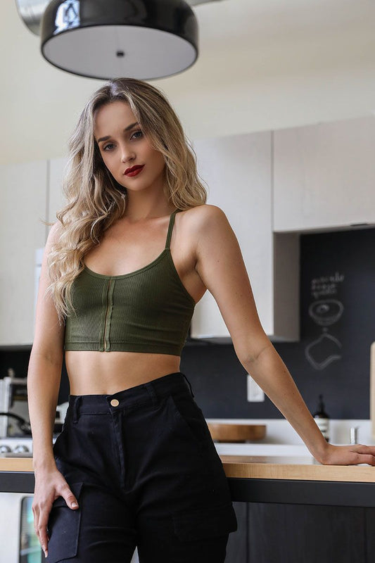 Army Green Seamless Longline Pullover Bralette - Wild Luxe Boutique